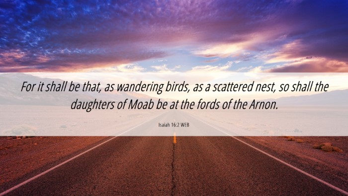 Picture 06 - Isaiah 16:2 WEB Desktop Wallpaper - For it shall be that, as wandering birds, as a - Desktop Bible Verse Wallpaper