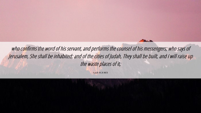 Picture 06 - Isaiah 44:26 WEB Desktop Wallpaper - who confirms the word of his servant, and - Desktop Bible Verse Wallpaper
