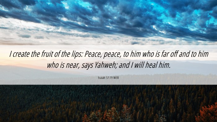 Picture 06 - Isaiah 57:19 WEB Desktop Wallpaper - I create the fruit of the lips: Peace, peace, to - Desktop Bible Verse Wallpaper
