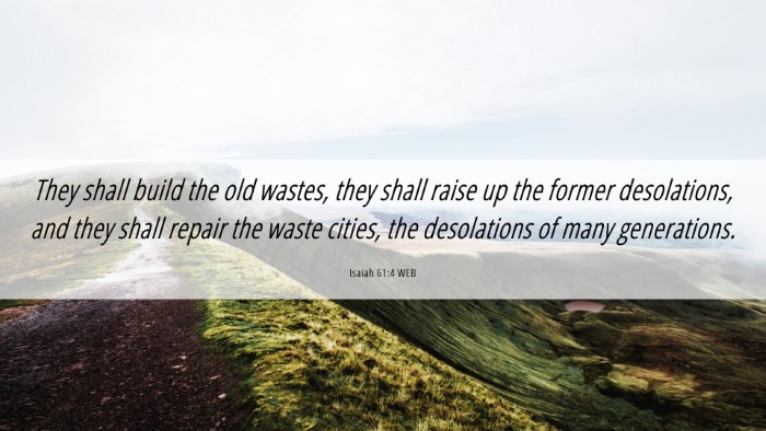 Picture 06 - Isaiah 61:4 WEB Desktop Wallpaper - They shall build the old wastes, they shall raise - Desktop Bible Verse Wallpaper