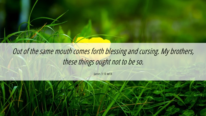 Picture 06 - James 3:10 WEB Desktop Wallpaper - Out of the same mouth comes forth blessing and - Desktop Bible Verse Wallpaper