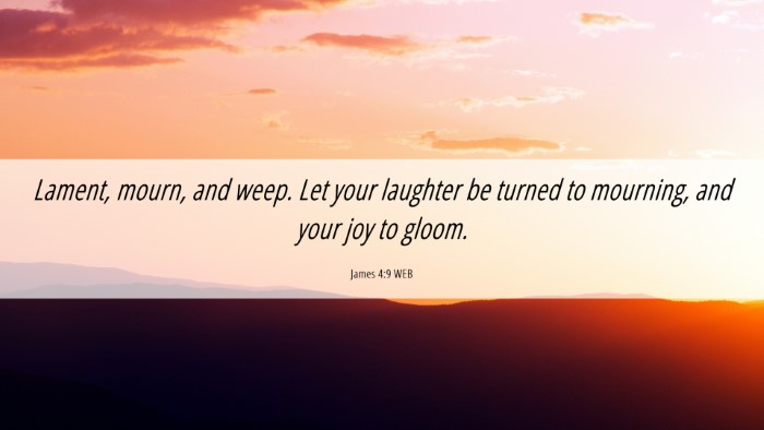 Picture 06 - James 4:9 WEB Desktop Wallpaper - Lament, mourn, and weep. Let your laughter be - Desktop Bible Verse Wallpaper