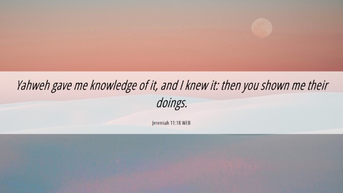 Picture 06 - Jeremiah 11:18 WEB Desktop Wallpaper - Yahweh gave me knowledge of it, and I knew it: - Desktop Bible Verse Wallpaper