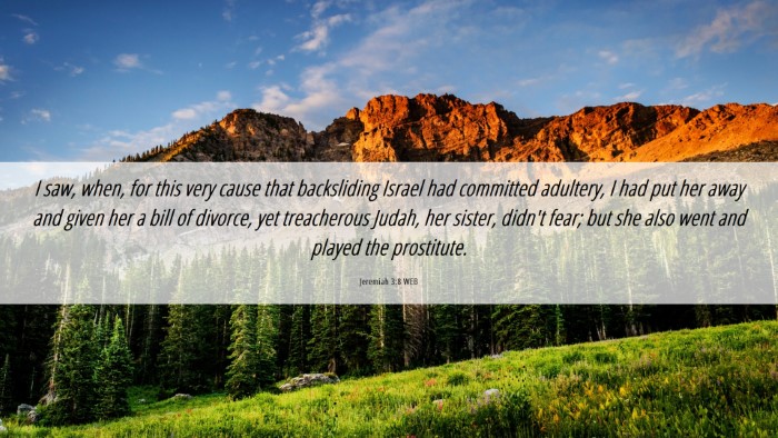 Picture 06 - Jeremiah 3:8 WEB Desktop Wallpaper - I saw, when, for this very cause that backsliding - Desktop Bible Verse Wallpaper