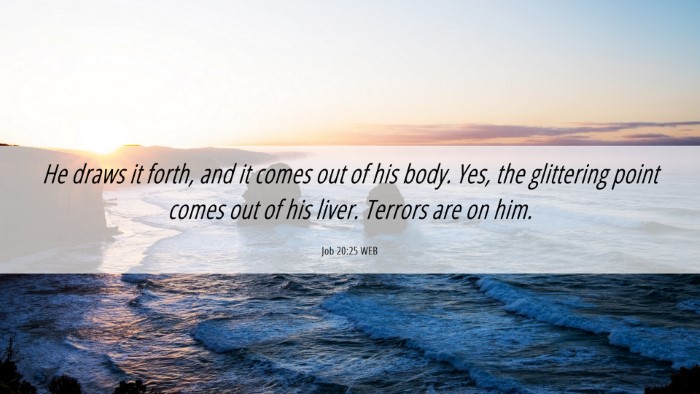 Picture 06 - Job 20:25 WEB Desktop Wallpaper - He draws it forth, and it comes out of his body. - Desktop Bible Verse Wallpaper