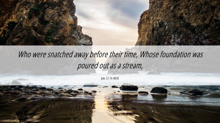 Picture 06 - Job 22:16 WEB Desktop Wallpaper - Who were snatched away before their time, Whose - Desktop Bible Verse Wallpaper