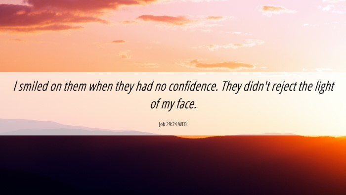 Picture 06 - Job 29:24 WEB Desktop Wallpaper - I smiled on them when they had no confidence. - Desktop Bible Verse Wallpaper