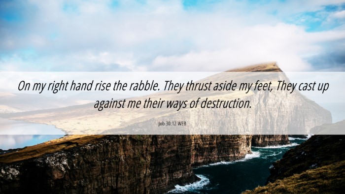 Picture 06 - Job 30:12 WEB Desktop Wallpaper - On my right hand rise the rabble. They thrust - Desktop Bible Verse Wallpaper