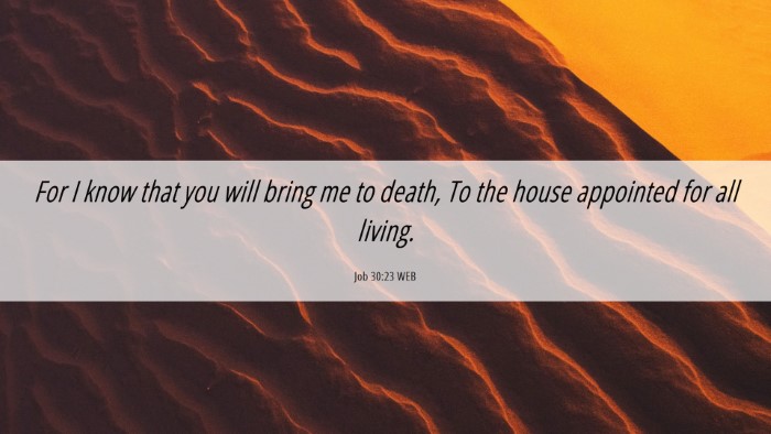 Picture 06 - Job 30:23 WEB Desktop Wallpaper - For I know that you will bring me to death, To - Desktop Bible Verse Wallpaper
