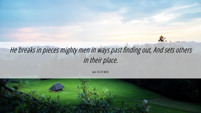 Picture 06 - Job 34:24 WEB Desktop Wallpaper - He breaks in pieces mighty men in ways past - Desktop Bible Verse Wallpaper