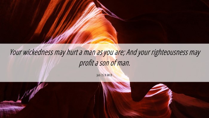 Picture 06 - Job 35:8 WEB Desktop Wallpaper - Your wickedness may hurt a man as you are; And - Desktop Bible Verse Wallpaper