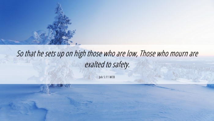 Picture 06 - Job 5:11 WEB Desktop Wallpaper - So that he sets up on high those who are low, - Desktop Bible Verse Wallpaper