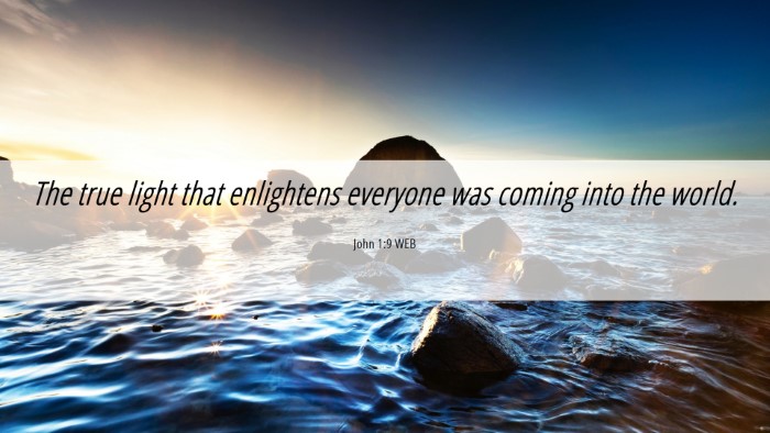 Picture 06 - John 1:9 WEB Desktop Wallpaper - The true light that enlightens everyone was - Desktop Bible Verse Wallpaper