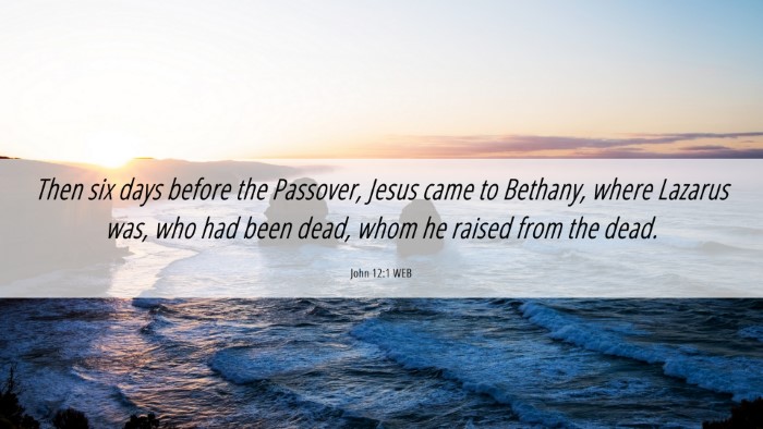 Picture 06 - John 12:1 WEB Desktop Wallpaper - Then six days before the Passover, Jesus came to - Desktop Bible Verse Wallpaper