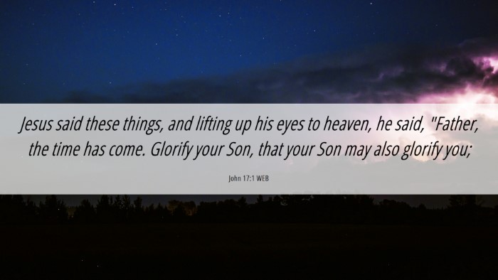 Picture 06 - John 17:1 WEB Desktop Wallpaper - Jesus said these things, and lifting up his eyes - Desktop Bible Verse Wallpaper