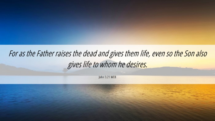 Picture 06 - John 5:21 WEB Desktop Wallpaper - For as the Father raises the dead and gives them - Desktop Bible Verse Wallpaper
