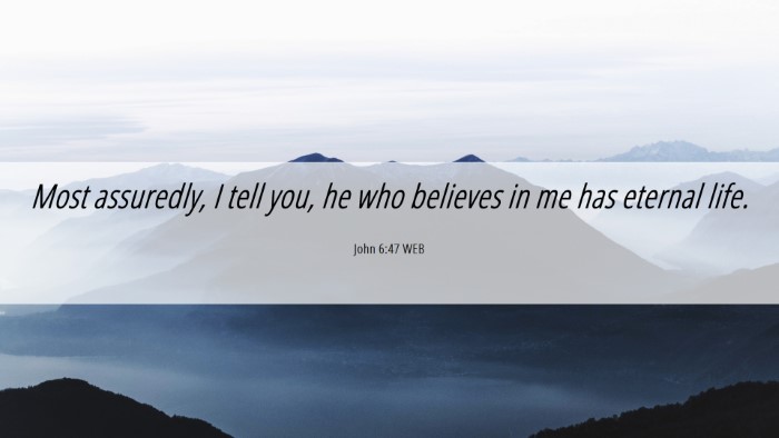Picture 06 - John 6:47 WEB Desktop Wallpaper - Most assuredly, I tell you, he who believes in me - Desktop Bible Verse Wallpaper