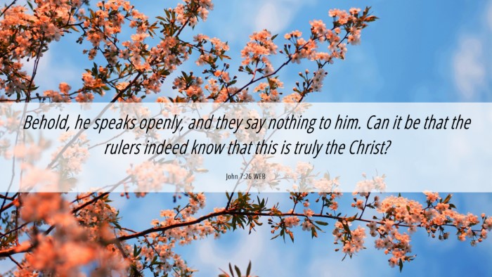 Picture 06 - John 7:26 WEB Desktop Wallpaper - Behold, he speaks openly, and they say nothing to - Desktop Bible Verse Wallpaper