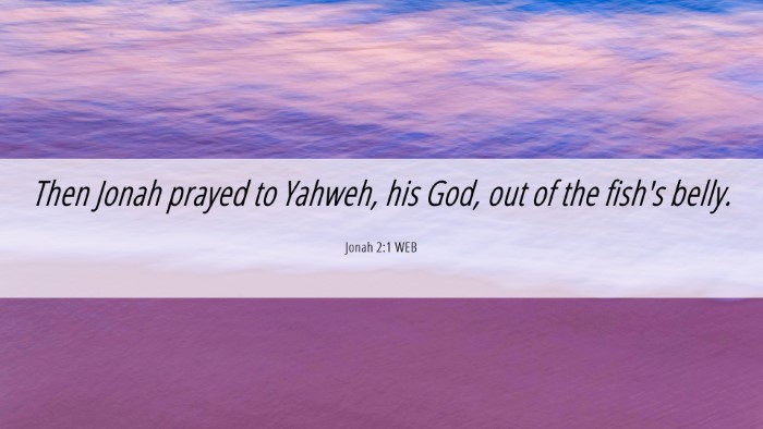 Picture 06 - Jonah 2:1 WEB Desktop Wallpaper - Then Jonah prayed to Yahweh, his God, out of the - Desktop Bible Verse Wallpaper