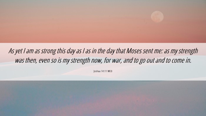 Picture 06 - Joshua 14:11 WEB Desktop Wallpaper - As yet I am as strong this day as I as in the day - Desktop Bible Verse Wallpaper