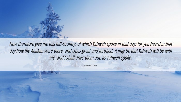 Picture 06 - Joshua 14:12 WEB Desktop Wallpaper - Now therefore give me this hill-country, of which - Desktop Bible Verse Wallpaper