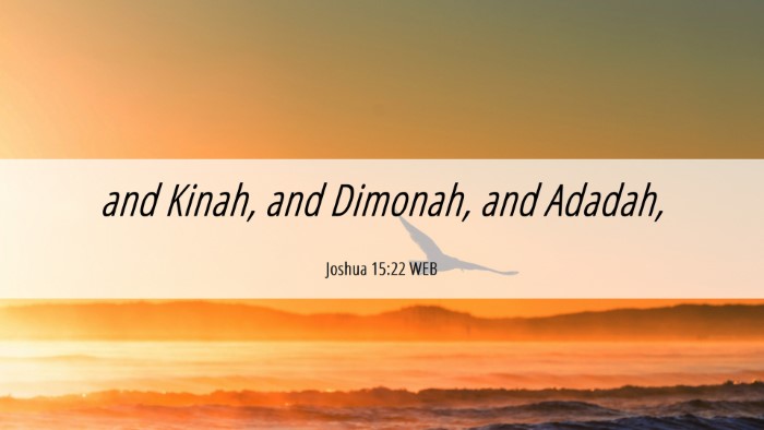 Picture 06 - Joshua 15:22 WEB Desktop Wallpaper - and Kinah, and Dimonah, and - Desktop Bible Verse Wallpaper