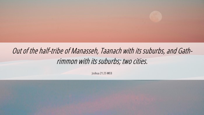 Picture 06 - Joshua 21:25 WEB Desktop Wallpaper - Out of the half-tribe of Manasseh, Taanach with - Desktop Bible Verse Wallpaper