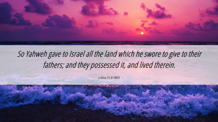 Picture 06 - Joshua 21:43 WEB Desktop Wallpaper - So Yahweh gave to Israel all the land which he - Desktop Bible Verse Wallpaper