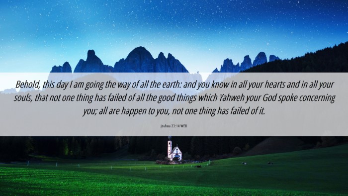 Picture 06 - Joshua 23:14 WEB Desktop Wallpaper - Behold, this day I am going the way of all the - Desktop Bible Verse Wallpaper