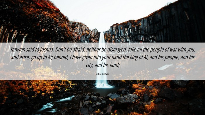 Picture 06 - Joshua 8:1 WEB Desktop Wallpaper - Yahweh said to Joshua, Don't be afraid, neither - Desktop Bible Verse Wallpaper