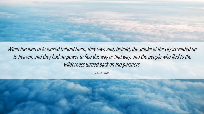 Picture 06 - Joshua 8:20 WEB Desktop Wallpaper - When the men of Ai looked behind them, they saw, - Desktop Bible Verse Wallpaper