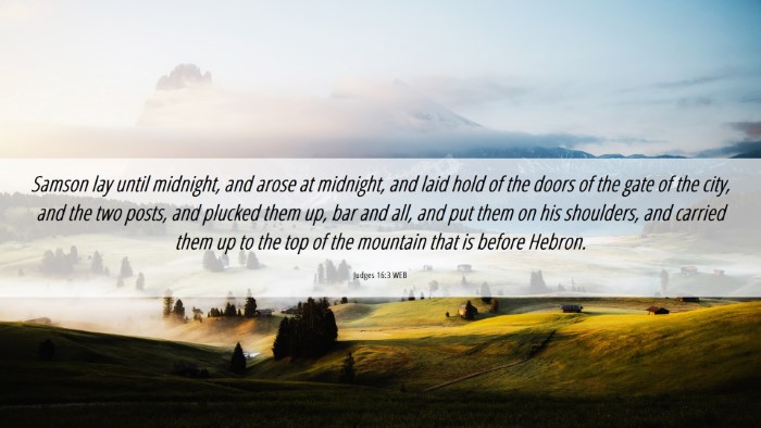 Picture 06 - Judges 16:3 WEB Desktop Wallpaper - Samson lay until midnight, and arose at midnight, - Desktop Bible Verse Wallpaper