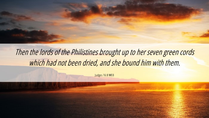 Picture 06 - Judges 16:8 WEB Desktop Wallpaper - Then the lords of the Philistines brought up to - Desktop Bible Verse Wallpaper