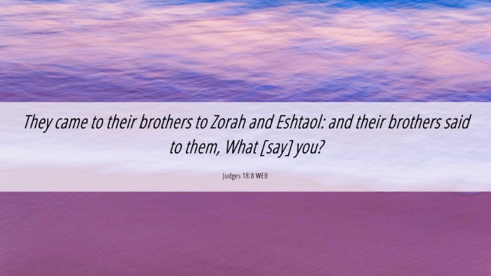 Picture 06 - Judges 18:8 WEB Desktop Wallpaper - They came to their brothers to Zorah and Eshtaol: - Desktop Bible Verse Wallpaper