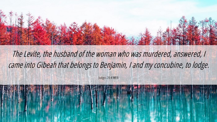 Picture 06 - Judges 20:4 WEB Desktop Wallpaper - The Levite, the husband of the woman who was - Desktop Bible Verse Wallpaper