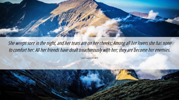 Picture 06 - Lamentations 1:2 WEB Desktop Wallpaper - She weeps sore in the night, and her tears are on - Desktop Bible Verse Wallpaper