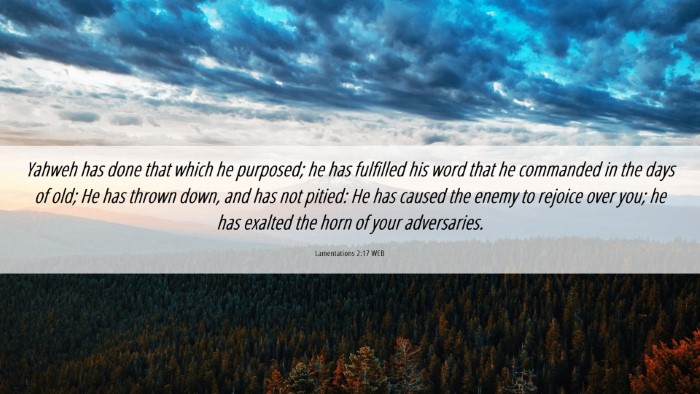 Picture 06 - Lamentations 2:17 WEB Desktop Wallpaper - Yahweh has done that which he purposed; he has - Desktop Bible Verse Wallpaper