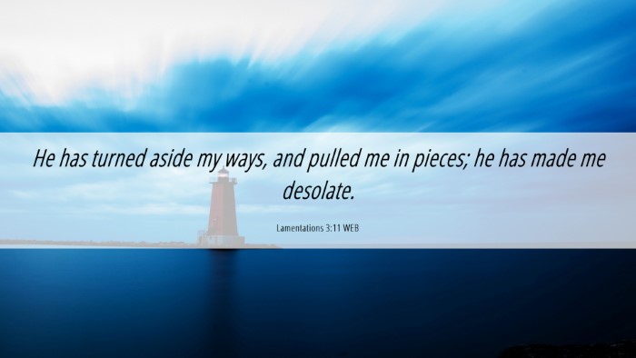 Picture 06 - Lamentations 3:11 WEB Desktop Wallpaper - He has turned aside my ways, and pulled me in - Desktop Bible Verse Wallpaper