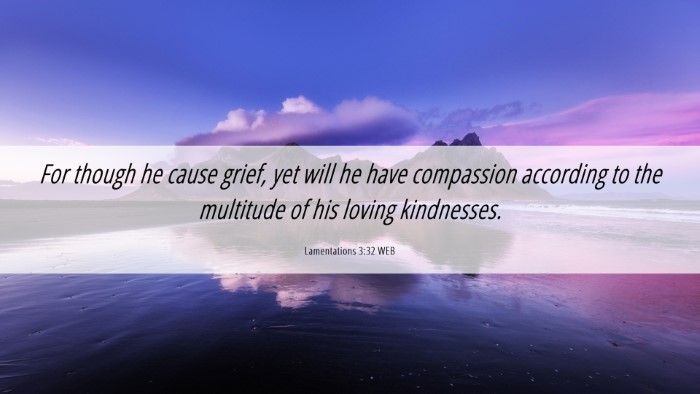 Picture 06 - Lamentations 3:32 WEB Desktop Wallpaper - For though he cause grief, yet will he have - Desktop Bible Verse Wallpaper