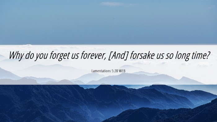 Picture 06 - Lamentations 5:20 WEB Desktop Wallpaper - Why do you forget us forever, [And] forsake us so - Desktop Bible Verse Wallpaper