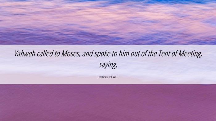 Picture 06 - Leviticus 1:1 WEB Desktop Wallpaper - Yahweh called to Moses, and spoke to him out of - Desktop Bible Verse Wallpaper