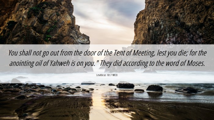 Picture 06 - Leviticus 10:7 WEB Desktop Wallpaper - You shall not go out from the door of the Tent of - Desktop Bible Verse Wallpaper