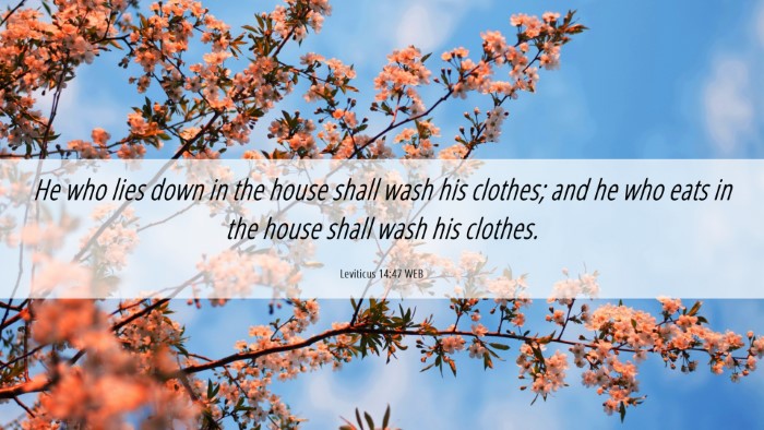 Picture 06 - Leviticus 14:47 WEB Desktop Wallpaper - He who lies down in the house shall wash his - Desktop Bible Verse Wallpaper