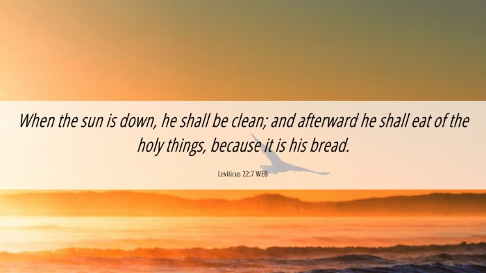 Picture 06 - Leviticus 22:7 WEB Desktop Wallpaper - When the sun is down, he shall be clean; and - Desktop Bible Verse Wallpaper