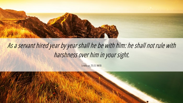 Picture 06 - Leviticus 25:53 WEB Desktop Wallpaper - As a servant hired year by year shall he be with - Desktop Bible Verse Wallpaper