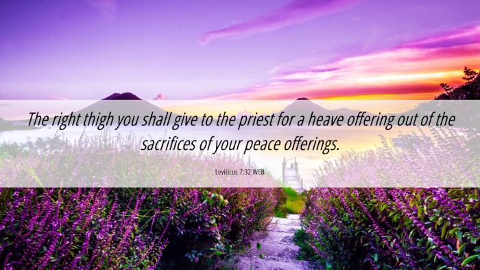 Picture 06 - Leviticus 7:32 WEB Desktop Wallpaper - The right thigh you shall give to the priest for - Desktop Bible Verse Wallpaper