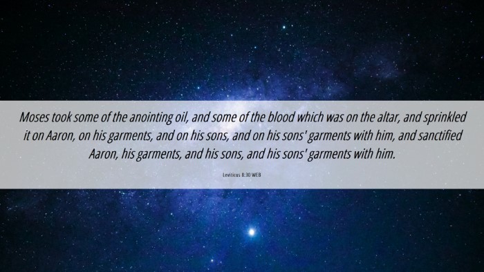 Picture 06 - Leviticus 8:30 WEB Desktop Wallpaper - Moses took some of the anointing oil, and some of - Desktop Bible Verse Wallpaper