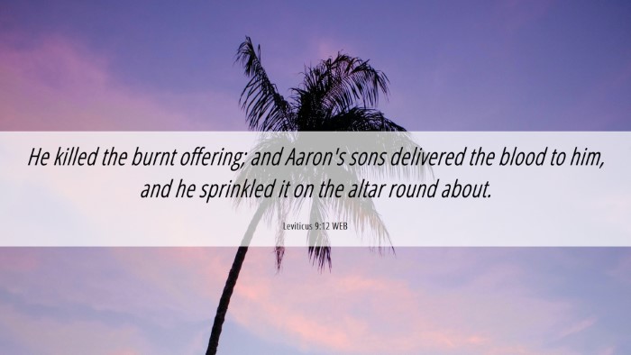 Picture 06 - Leviticus 9:12 WEB Desktop Wallpaper - He killed the burnt offering; and Aaron's sons - Desktop Bible Verse Wallpaper