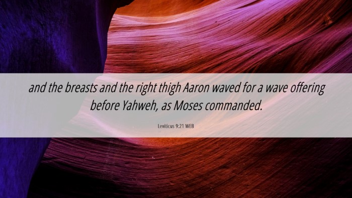 Picture 06 - Leviticus 9:21 WEB Desktop Wallpaper - and the breasts and the right thigh Aaron waved - Desktop Bible Verse Wallpaper