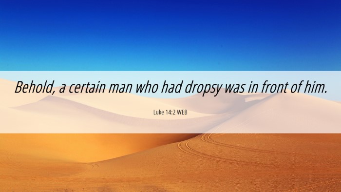 Picture 06 - Luke 14:2 WEB Desktop Wallpaper - Behold, a certain man who had dropsy was in front - Desktop Bible Verse Wallpaper